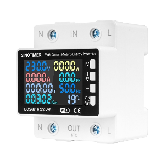 Imagine Releu protectie Sinotimer, supra/subtensiune Tuya Smart WiFi, contor de energie, reglabil 0-63A monitor energie de mare precizie