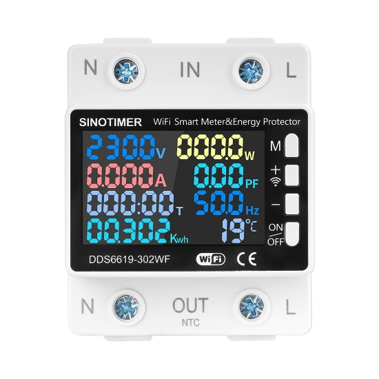 Imagine Releu protectie Sinotimer, supra/subtensiune Tuya Smart WiFi, contor de energie, reglabil 0-63A monitor energie de mare precizie