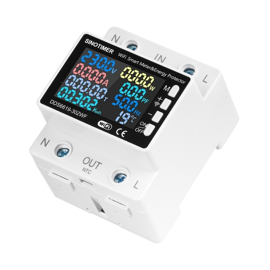 Imagine Releu protectie Sinotimer, supra/subtensiune Tuya Smart WiFi, contor de energie, reglabil 0-63A monitor energie de mare precizie
