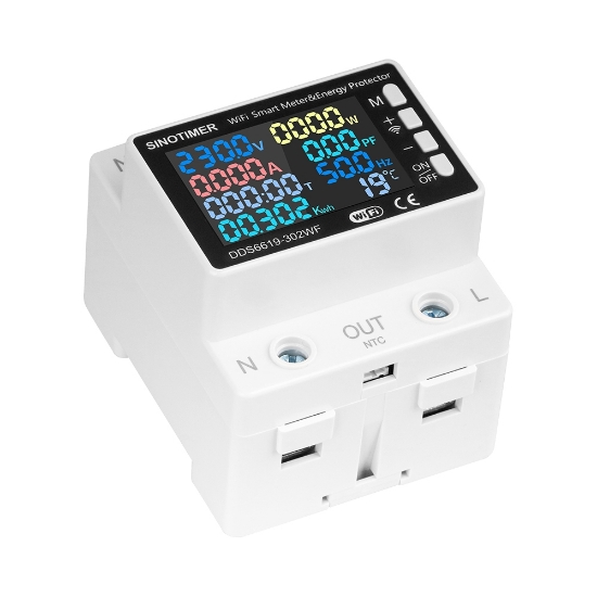 Imagine Releu protectie Sinotimer, supra/subtensiune Tuya Smart WiFi, contor de energie, reglabil 0-63A monitor energie de mare precizie