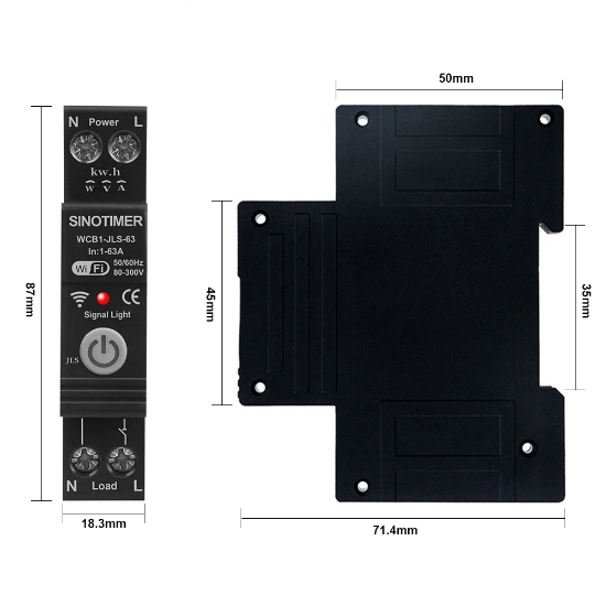 Imagine Releu protectie supratensiune, curent, 63A, WiFi Tuya, temporizator, temperatura, contor KWH, diferential, bidirectional
