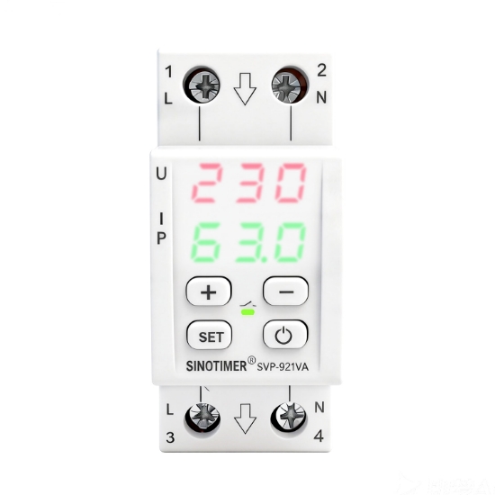 Imagine Protector tensiune monofazic, pe șină DIN SINOTIMER SVP-921VA, 230V, 63A