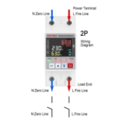 Imagine Releu protectie LED, dubla deconectare, WiFi Sinotimer SVP688W-63AC2, 63A, consum energie, diferential si temperatura