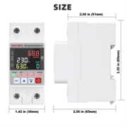 Imagine Releu protectie LED, dubla deconectare, WiFi Sinotimer SVP688W-63AC2, 63A, consum energie, diferential si temperatura
