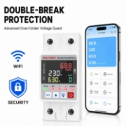 Imagine Releu protectie LED, dubla deconectare, WiFi Sinotimer SVP688W-63AC2, 63A, consum energie, diferential si temperatura