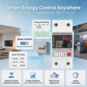 Imagine Releu protectie LED, dubla deconectare, WiFi Sinotimer SVP688W-63AC2, 63A, consum energie, diferential si temperatura