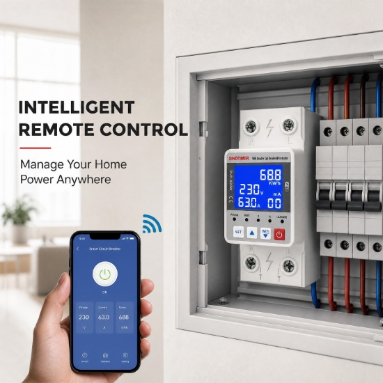 Imagine Releu protectie, dubla deconectare, WiFi Sinotimer SVP688W-63AN2, 63A, monitorizare energie (PV), bidirectional