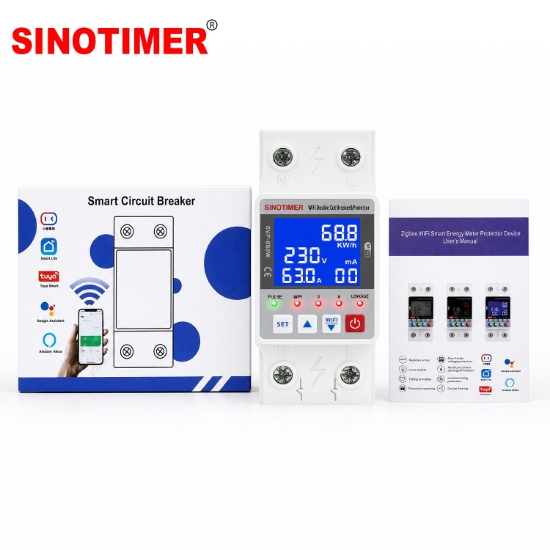 Imagine Releu protectie, dubla deconectare, WiFi Sinotimer SVP688W-63AN2, 63A, monitorizare energie (PV), bidirectional