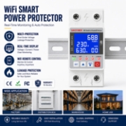 Imagine Releu protectie, dubla deconectare, WiFi Sinotimer SVP688W-63AN2, 63A, monitorizare energie (PV), bidirectional