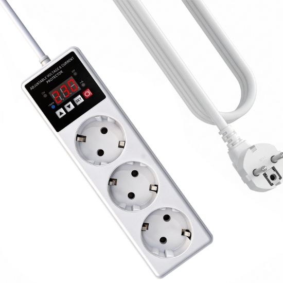 Imagine Priza multipla SINOTIMER SVP103VA-EU, protectie reglabila la supratensiune, subtensiune si supracurent, afisaj digital LCD, 230V