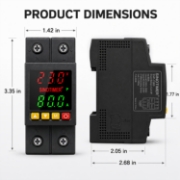 Imagine Releu protectie tensiune si curent Sinotimer SVP-718D, 80A, 230V, 2P, afisaj digital, negru
