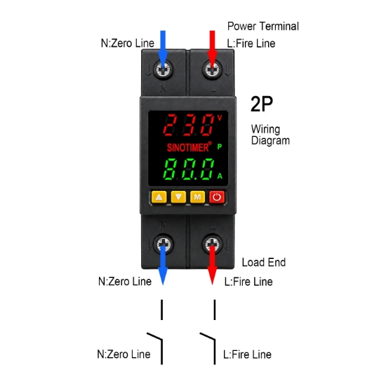 Imagine Releu protectie tensiune si curent Sinotimer SVP-718D, 80A, 230V, 2P, afisaj digital, negru