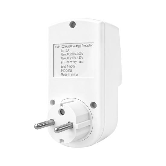 Imagine Priza cu protectie tensiune si curent Sinotimer SVP-102VA-EU, 16A, 230V, afisaj digital, alba