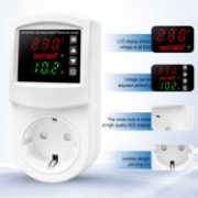 Imagine Priza cu protectie tensiune si curent Sinotimer SVP-102VA-EU, 16A, 230V, afisaj digital, alba