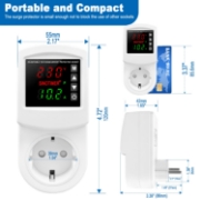 Imagine Priza cu protectie tensiune si curent Sinotimer SVP-102VA-EU, 16A, 230V, afisaj digital, alba