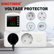 Imagine Priza cu protectie tensiune si curent Sinotimer SVP-102VA-EU, 16A, 230V, afisaj digital, alba