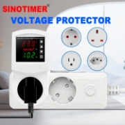 Imagine Priza cu protectie tensiune si curent Sinotimer SVP-102VA-EU, 16A, 230V, afisaj digital, alba