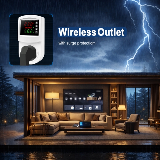 Imagine Priza cu protectie tensiune si curent Sinotimer SVP-102VA-EU, 16A, 230V, afisaj digital, alba