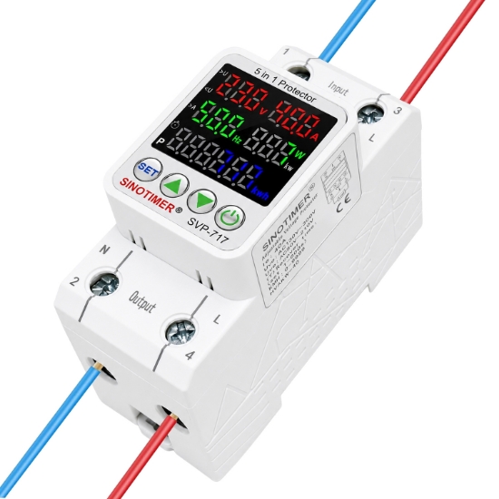 Imagine Releu protectie tensiune Sinotimer SVP-717, 40A, 5-in-1, supratensiune, subtensiune, supracurent, contor energie