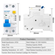 Imagine Intrerupator AFDD Sinotimer AFDD1-63 B16, 1P+N, 16A, 30mA, protectie arc electric, diferentiala, suprasarcina si scurtcircuit