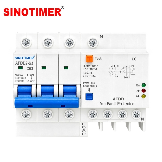 Imagine Intrerupator AFDD Sinotimer AFDD2-63 C63 63A 3P+N 400V 30mA, protectie arc, diferentiala, suprasarcina