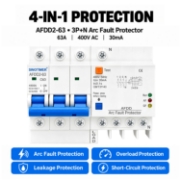 Imagine Intrerupator AFDD Sinotimer AFDD2-63 C63 63A 3P+N 400V 30mA, protectie arc, diferentiala, suprasarcina