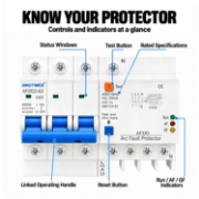 Imagine Intrerupator AFDD Sinotimer AFDD2-63 C63 63A 3P+N 400V 30mA, protectie arc, diferentiala, suprasarcina