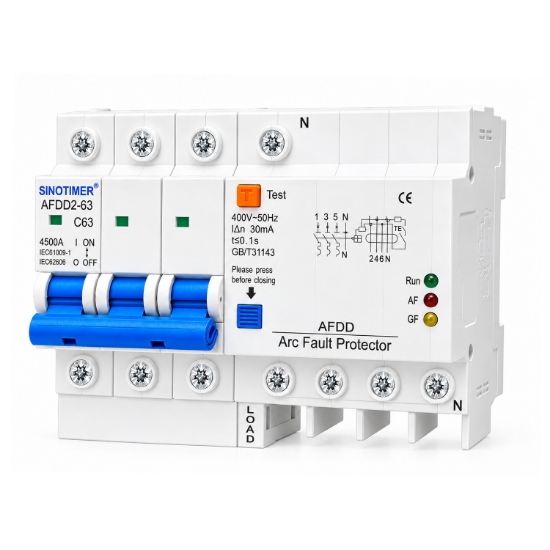 Imagine Intrerupator AFDD Sinotimer AFDD2-63 C63 63A 3P+N 400V 30mA, protectie arc, diferentiala, suprasarcina