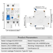 Imagine Intrerupator AFDD SINOTIMER AFDD2-63 B16, 1P+N, 16A, 230V, 30mA, protectie arc, diferentiala, 4.5kA