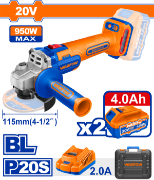 Imagine WADFOW - POLIZOR UNGHIULAR - 115MM - 20V - 950W (INCLUDE 2 ACUMULATORI, 1 INCARCATOR)