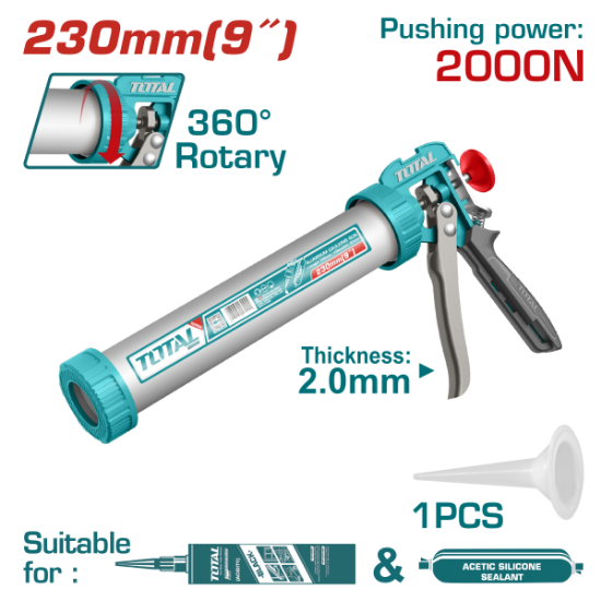 Imagine TOTAL - PISTOL PENTRU SILICON - 9" - TUB SI MANER ALUMINIU RANFORSAT (INDUSTRIAL)