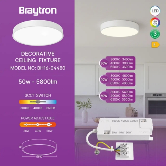 Imagine PLAFONIERA LED 50W 3in1 ALB BLADE RND