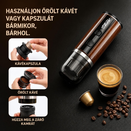 Imagine APARAT DE CAFEA PORTABIL ROOSCAMP, POWERBANK DE 7500 MAH