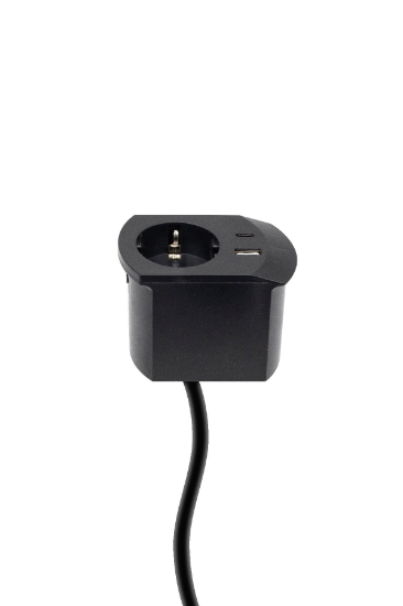 Imagine Priză pentru montare în masă, neagră, 1xUSB-A, 1xUSB-C, total 5 V, 3,4 A