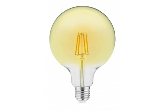 Imagine Bec LED filament E27 G125, 4 W, 400 lm, lumina calda 3000K, vintage