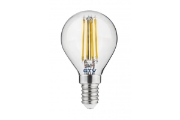Imagine Bec LED filament E14 G45, 4 W, 420 lm, lumina calda 3000K, sticla transparenta