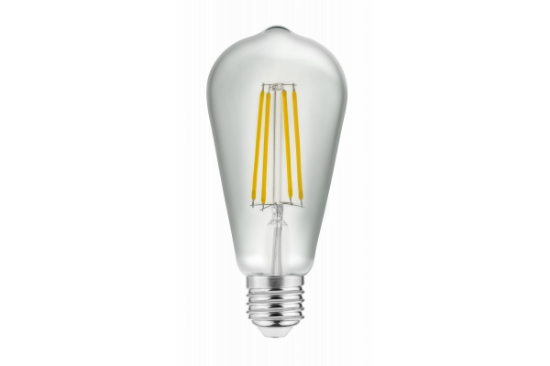 Imagine Bec LED filament E27 ST64, 6 W, 600 lm, lumina neutra 4000K, sticla transparenta
