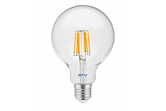 Imagine Bec LED filament E27 G95, 8 W, 880 lm, lumina neutra 4000K, sticla transparenta