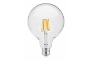 Imagine Bec LED filament E27 G125, 8 W, 880 lm, lumina neutra 4000K, sticla transparenta