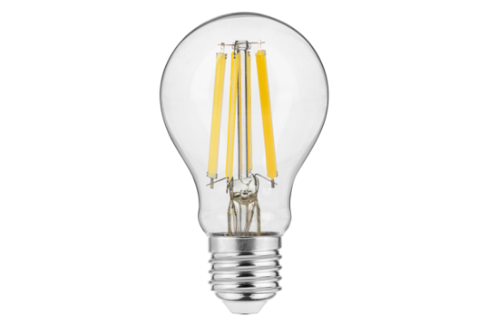Imagine Bec LED filament E27 A60, 11 W, 1500 lm, lumina calda 2700K, sticla transparenta