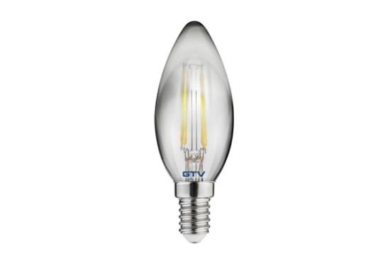 Imagine Bec LED filament E14 C35, 4 W, 300 lm, lumina calda 2700K, sticla fumurie