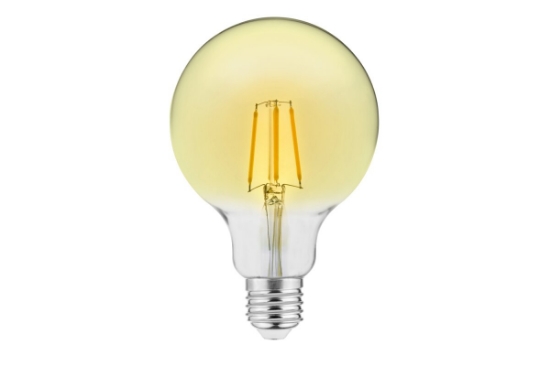 Imagine Bec LED filament E27 G95, 4 W, 300 lm, lumina calda 3000K, vintage