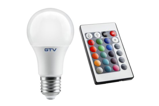 Imagine Bec LED E27 A60, 9 W, 830 lm, lumina calda 3000K, RGB + alb cu telecomanda