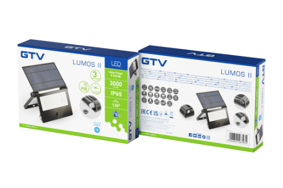 Imagine Proiector solar LED LUMOS II cu senzor de miscare, 3000 lm, lumina rece 6400K