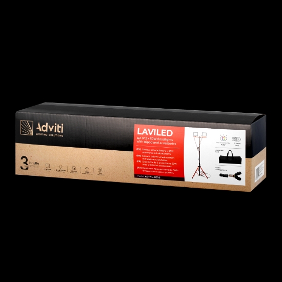 Imagine Set 2 proiectoare LED LAVILED 2x50W 9000lm 4000K CRI>90 IP65 cu trepied si geanta