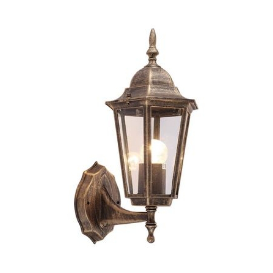 Imagine Aplica de exterior, orientare in sus, design clasic, E27, fara bec, IP44, aurie antichizata