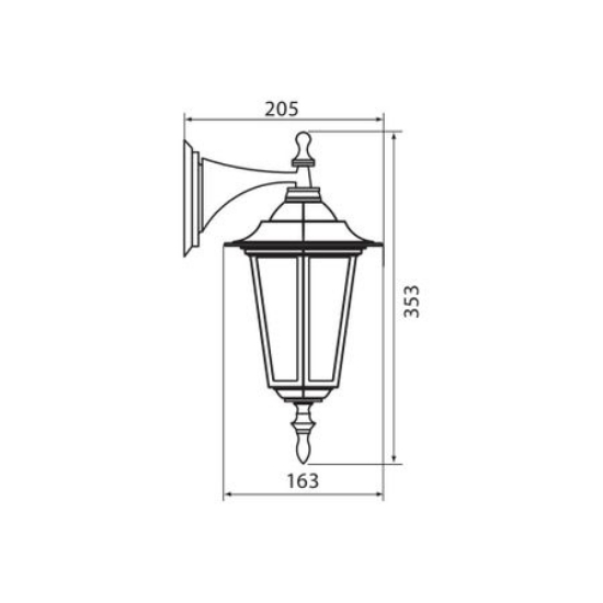 Imagine Aplica de exterior, orientare in jos, design clasic, E27, fara bec, IP44, neagra mata