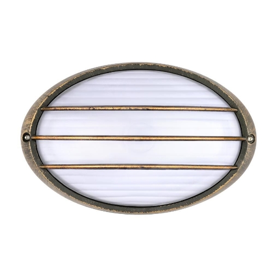 Imagine Aplica de exterior, design clasic, cu grilaj, E27, max. 60 W, fara bec, IP44, aurie antichizata