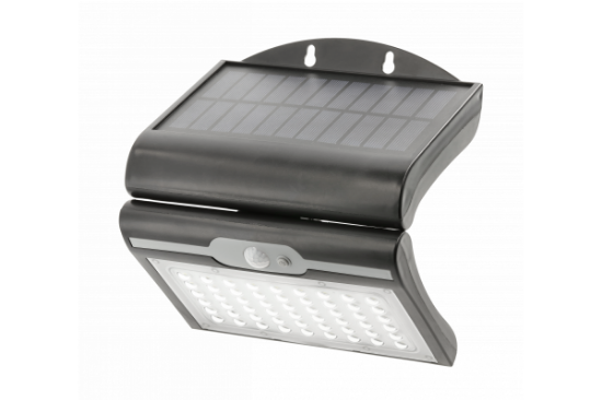 Imagine Aplica solara LED cu senzor de miscare, 50 W, 300 lm, lumina rece 6000K, IP44, neagra